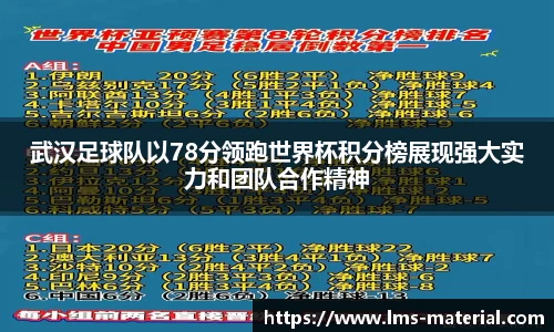 武汉足球队以78分领跑世界杯积分榜展现强大实力和团队合作精神